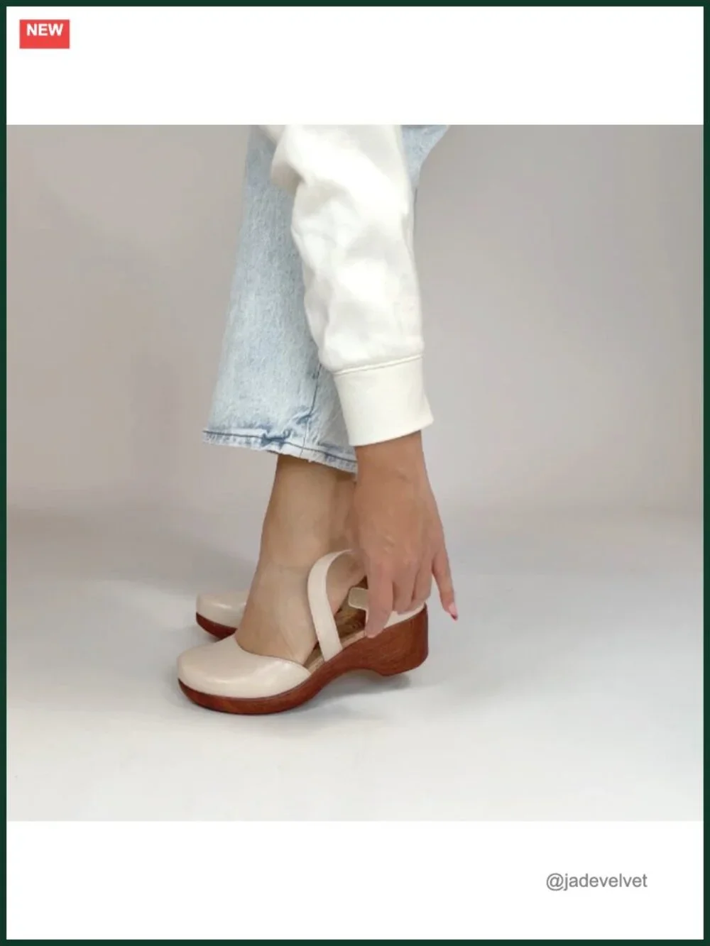 Leather Mary Jane Wedge with Arch Support Slip Resistant Kitten Heel